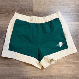 Prince Pickleball Mens XS Green Cream Colorblock Athletic Shorts Elastic Waist